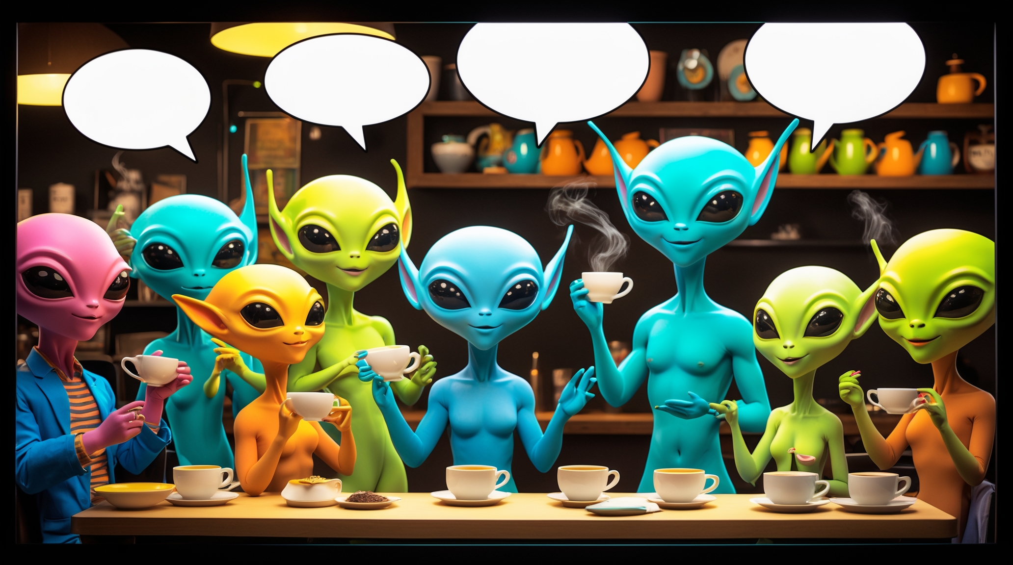 Blank comic panel with aliens