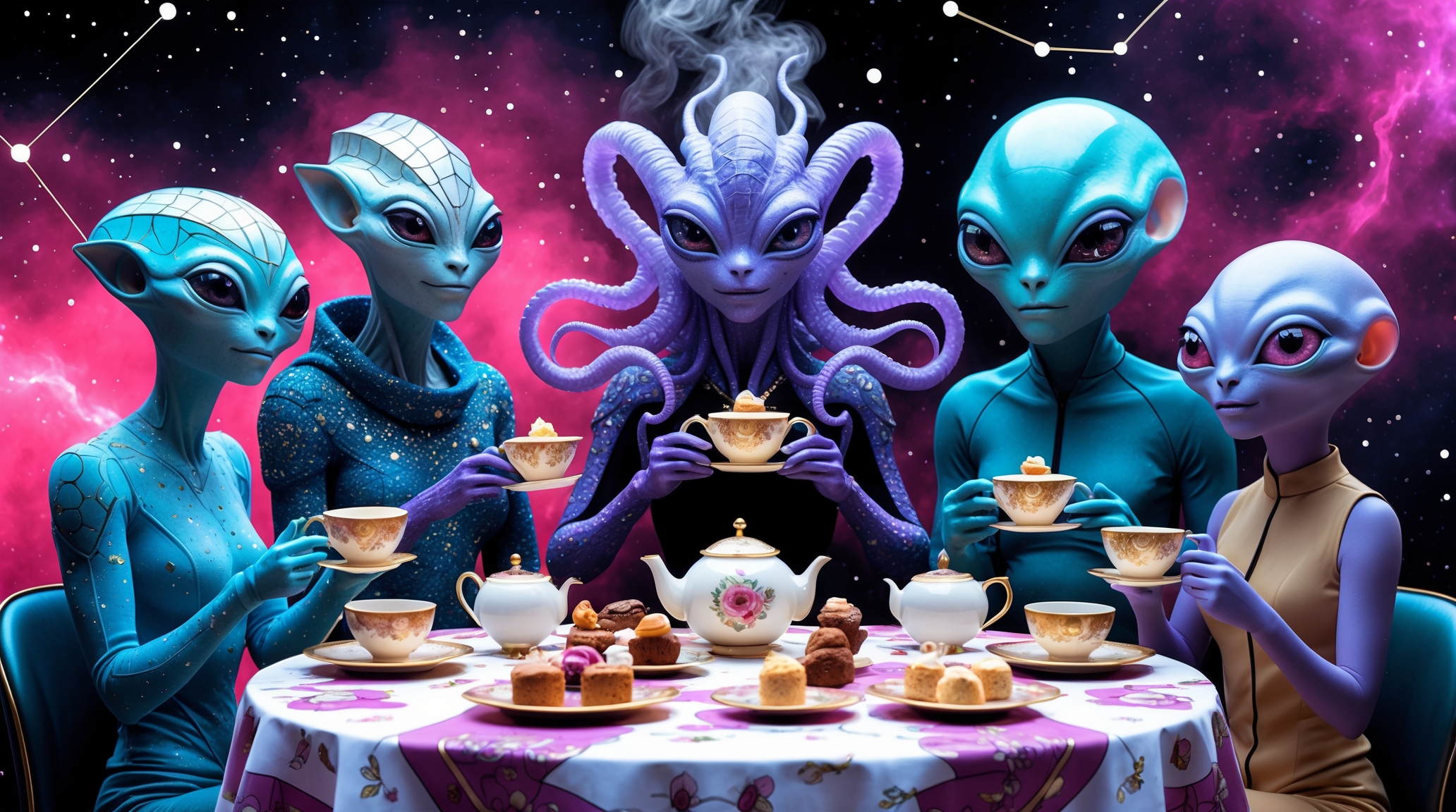 Diverse group of illustrated aliens